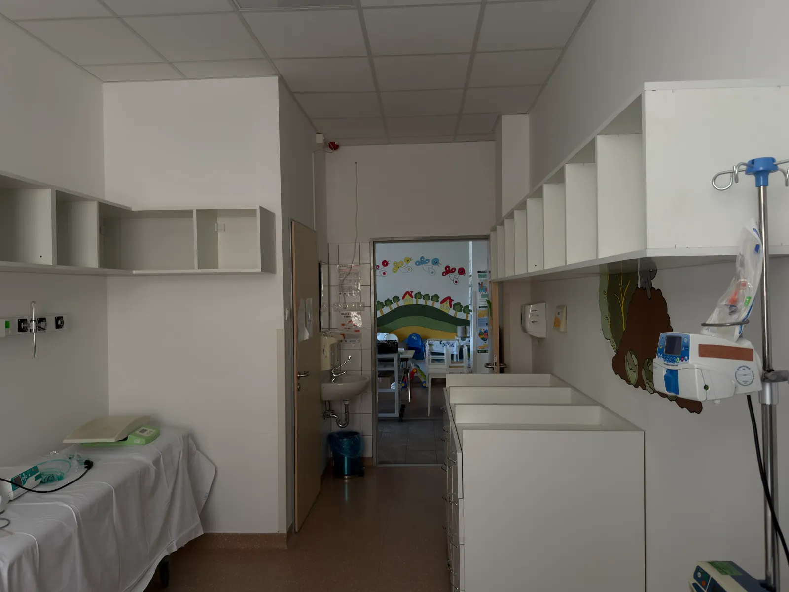 White wall storage cabinet on the hospital ward